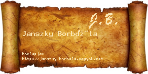 Janszky Borbála névjegykártya